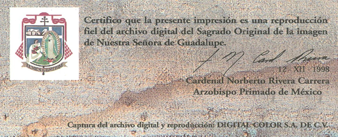 Mexican Catholic Church certification of authenticity