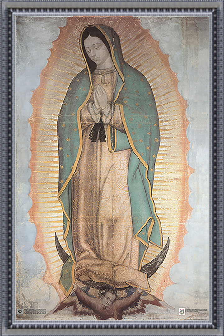 Our Lady of Guadalupe — 24"x36" Silver Ornate Frame
